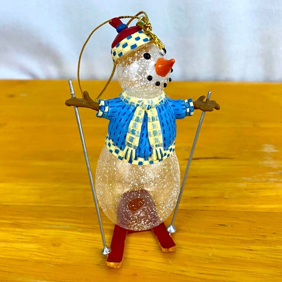 Princess House Crystal Snowman on Skis Ornament - Picture 1 of 5